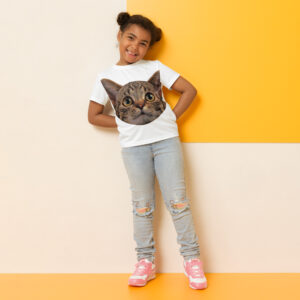 Kids crew neck t-shirt   "WhiskerPeek"