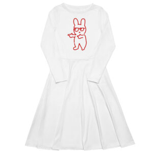All-over print long sleeve midi dress