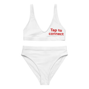 Recycled high-waisted bikini   "Tap to Connect"