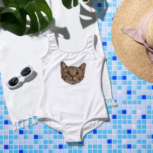 All-Over Print Youth Swimsuit   "WhiskerPeek"