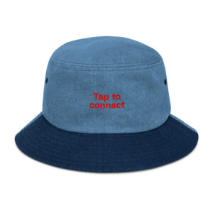 Denim bucket hat  "Tap to connect"