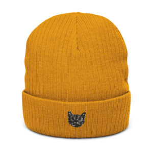 Ribbed knit beanie   "WhiskerPeek"